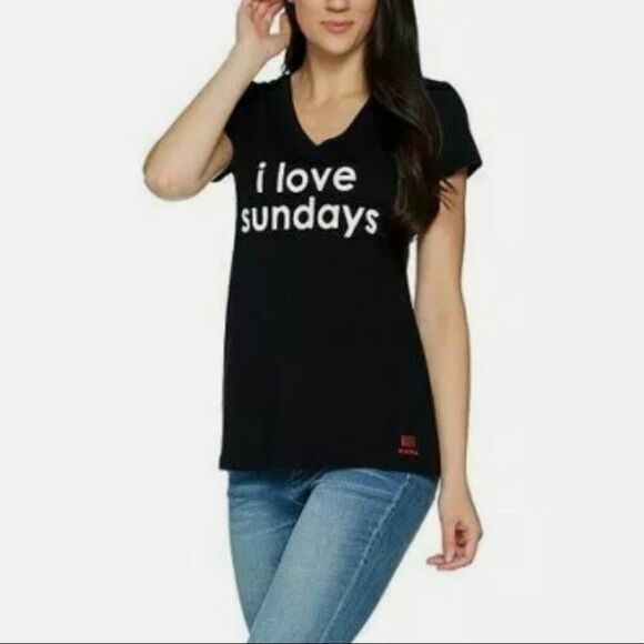 Peace Love World Pima Cotton Knit Top with Affirmation - Picture 1 of 3